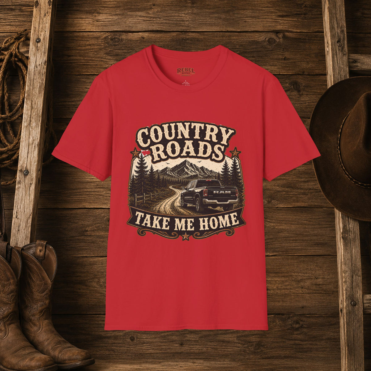 Country Roads Ram  Adult Size T-Shirt