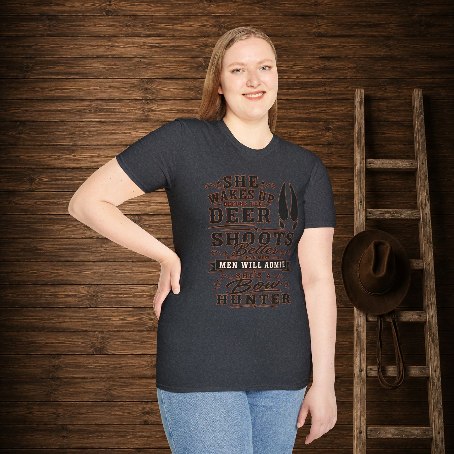 She's A Bow Hunter  Adult Size T-Shirt