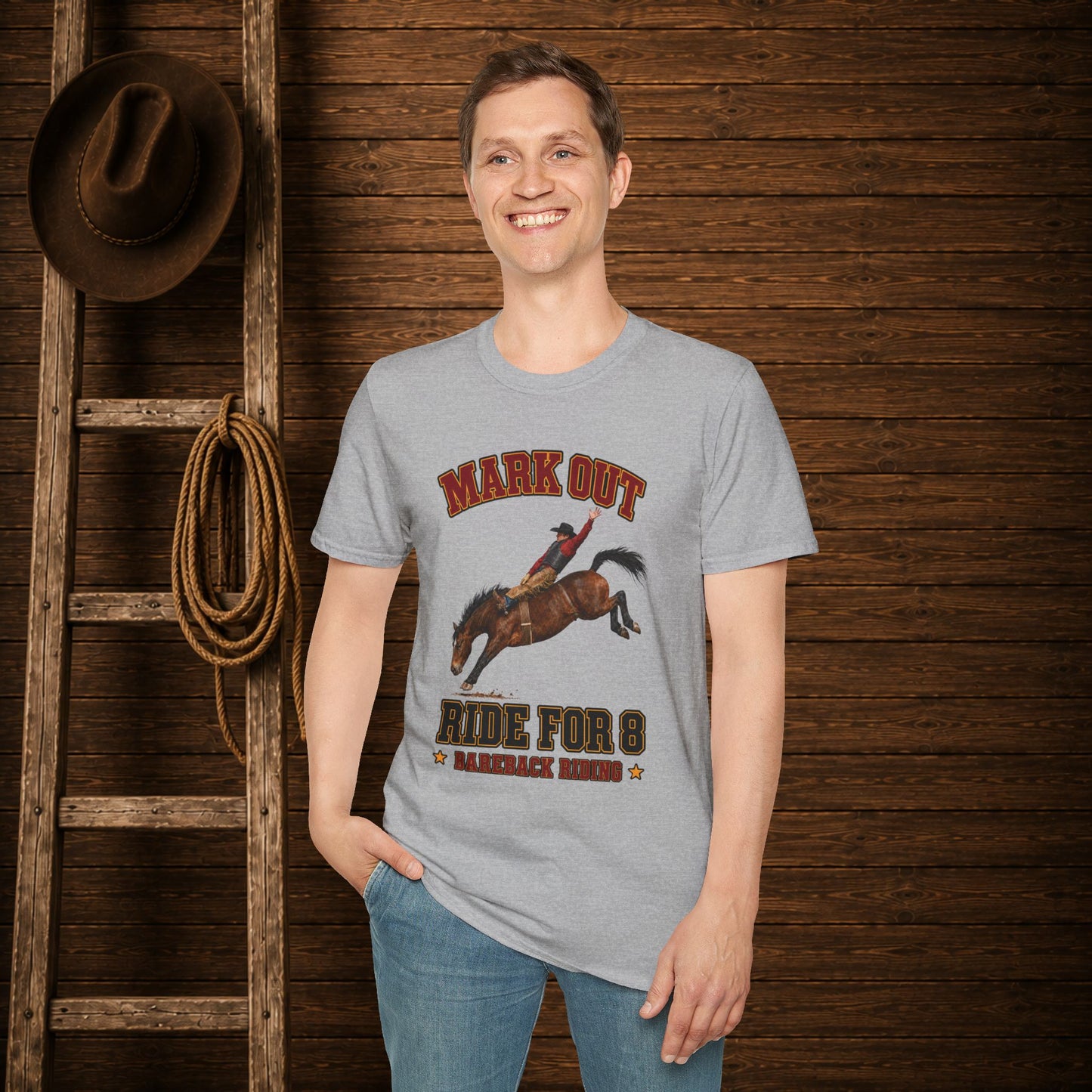 Mark Out Bareback Riding  Adult T-Shirt