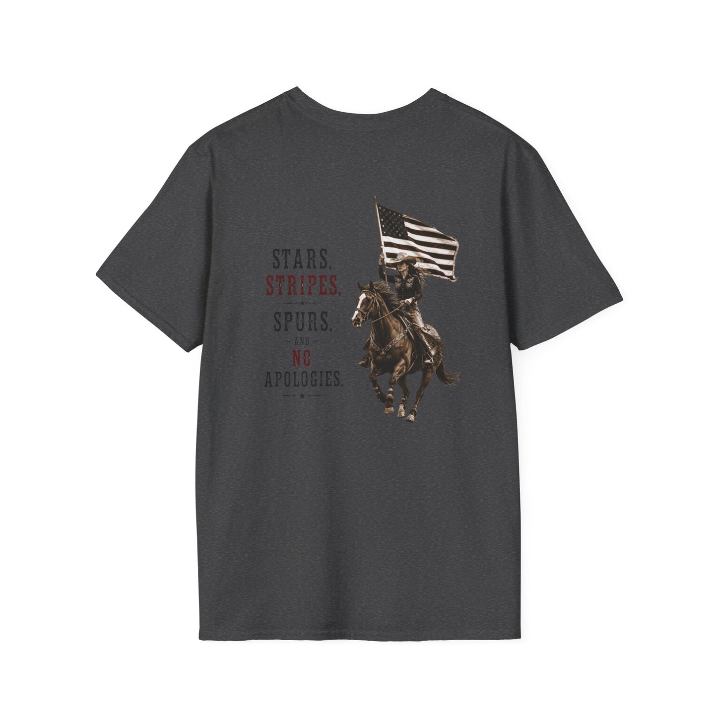 Stars Stripes and Spurs Cowgirl  (Back) T-Shirt