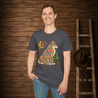 Fall Bloom Wolf  Adult Size T-Shirt