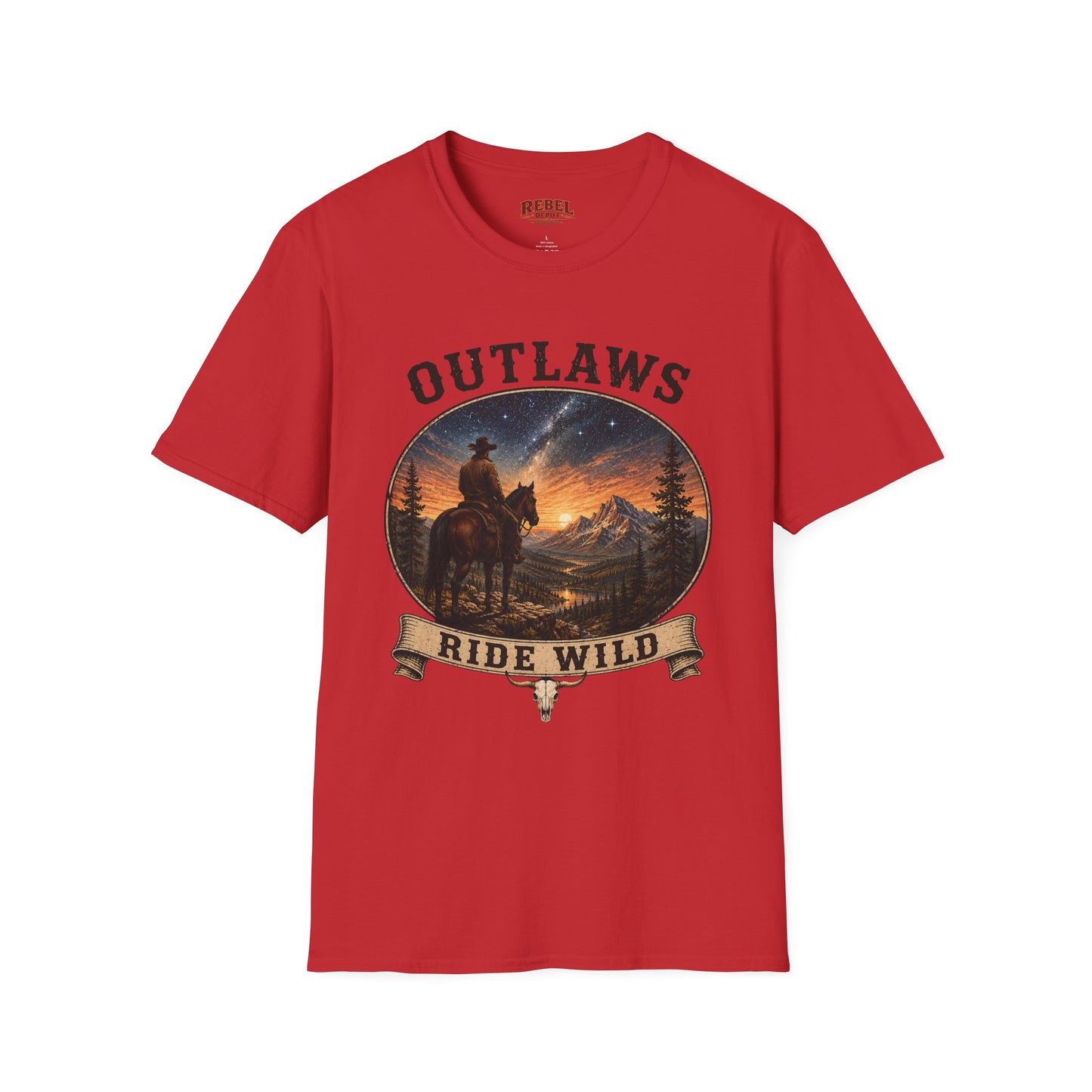 Outlaws Ride Wild   Adult Size T-Shirt