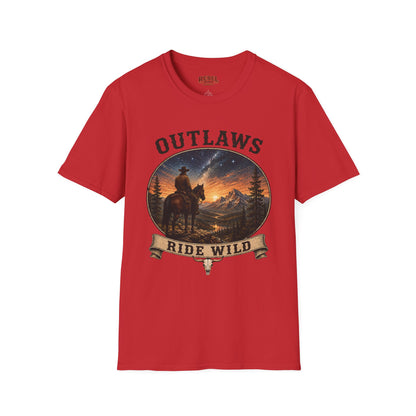 Outlaws Ride Wild   Adult Size T-Shirt