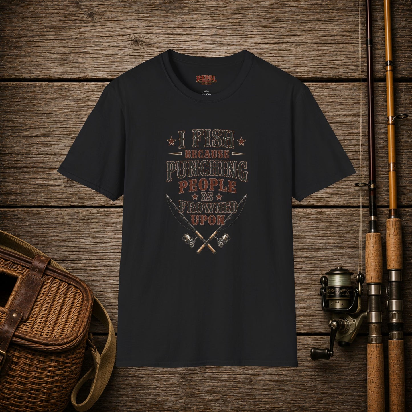 Fish Punching Frowned Upon  Adult Size T-Shirt