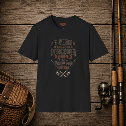 Fish Punching Frowned Upon  Adult Size T-Shirt