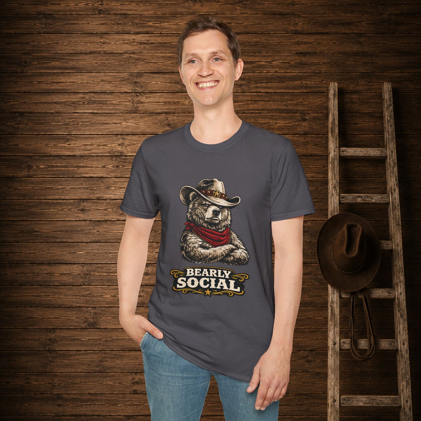 Bearly Social Cowboy T-Shirt
