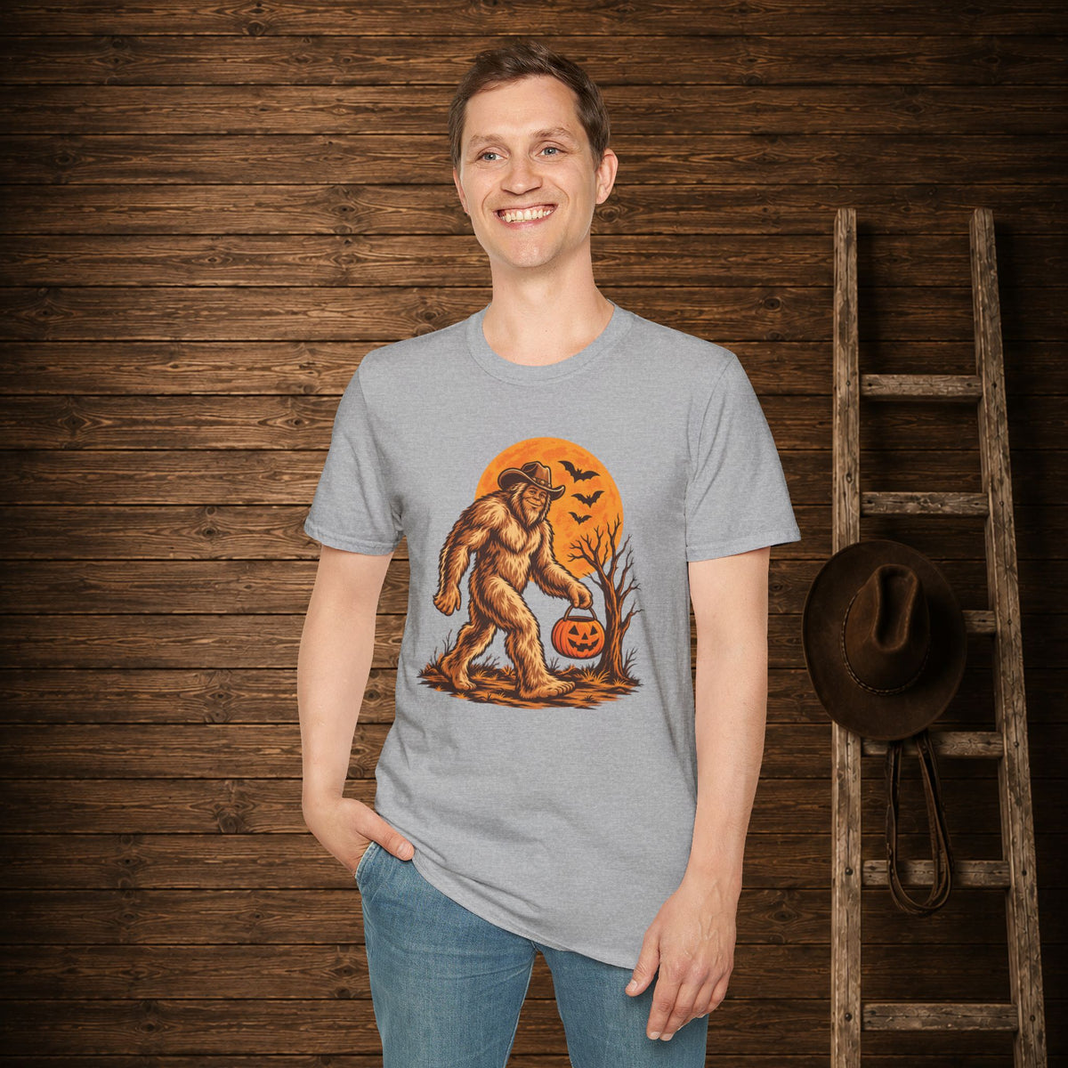 Halloween Squatch   Adult Size T-Shirt