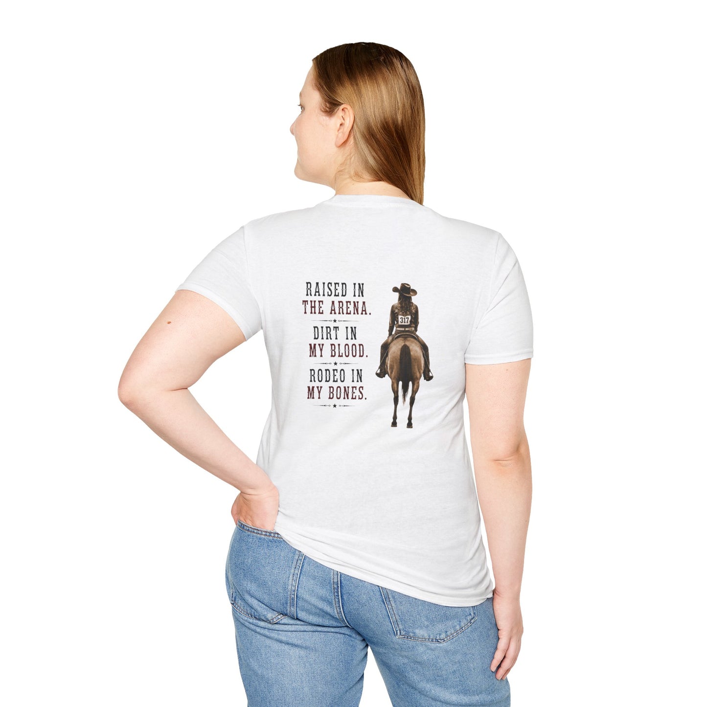 Raised Dirt Rodeo Cowgirl (Back) T-Shirt