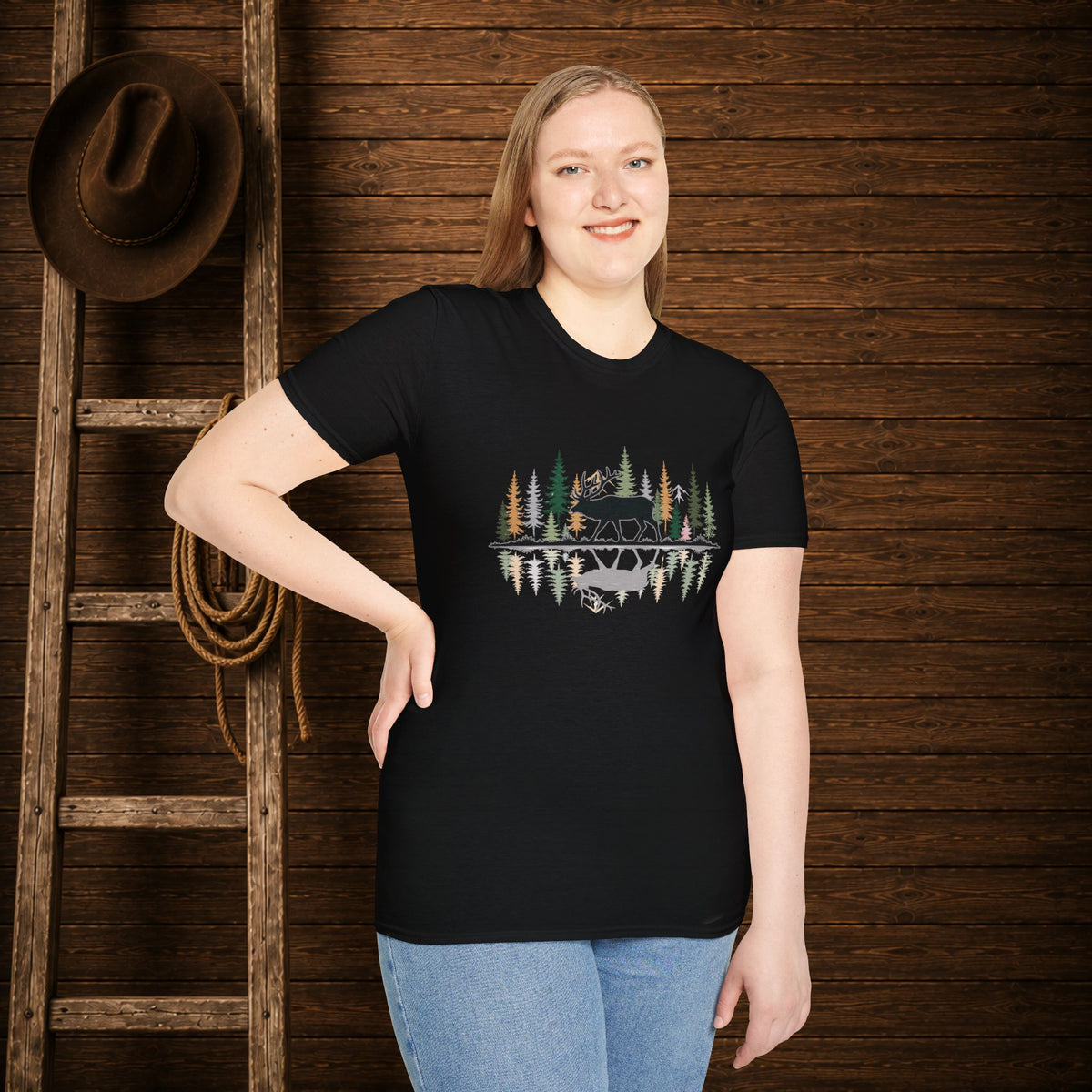 Morning Reflection Elk   Adult Size T-Shirt