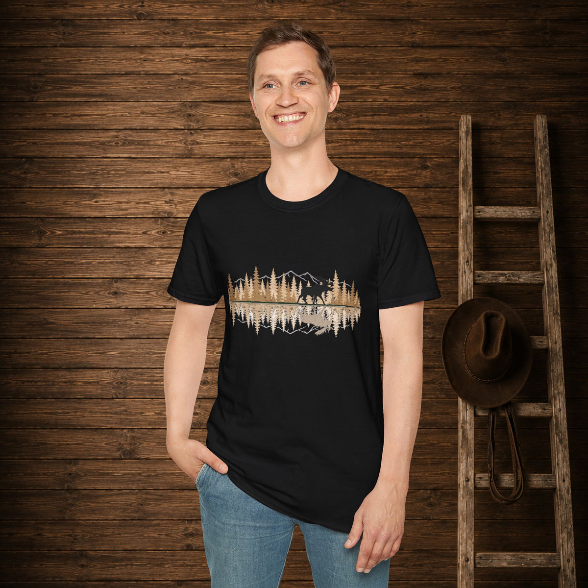 Moose Reflection   Adult Size T-Shirt