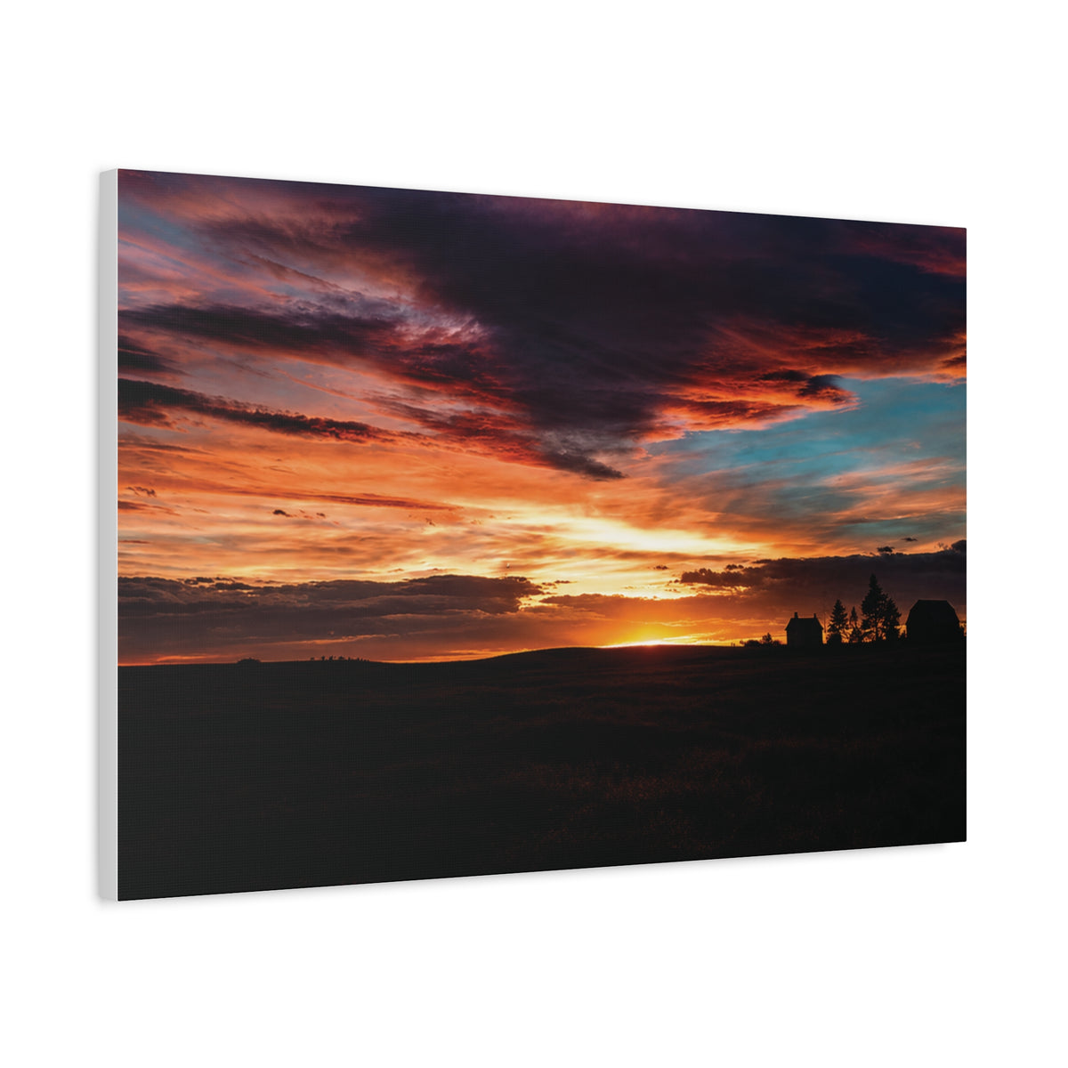 Country Homestead Sunset  Matte Canvas Art