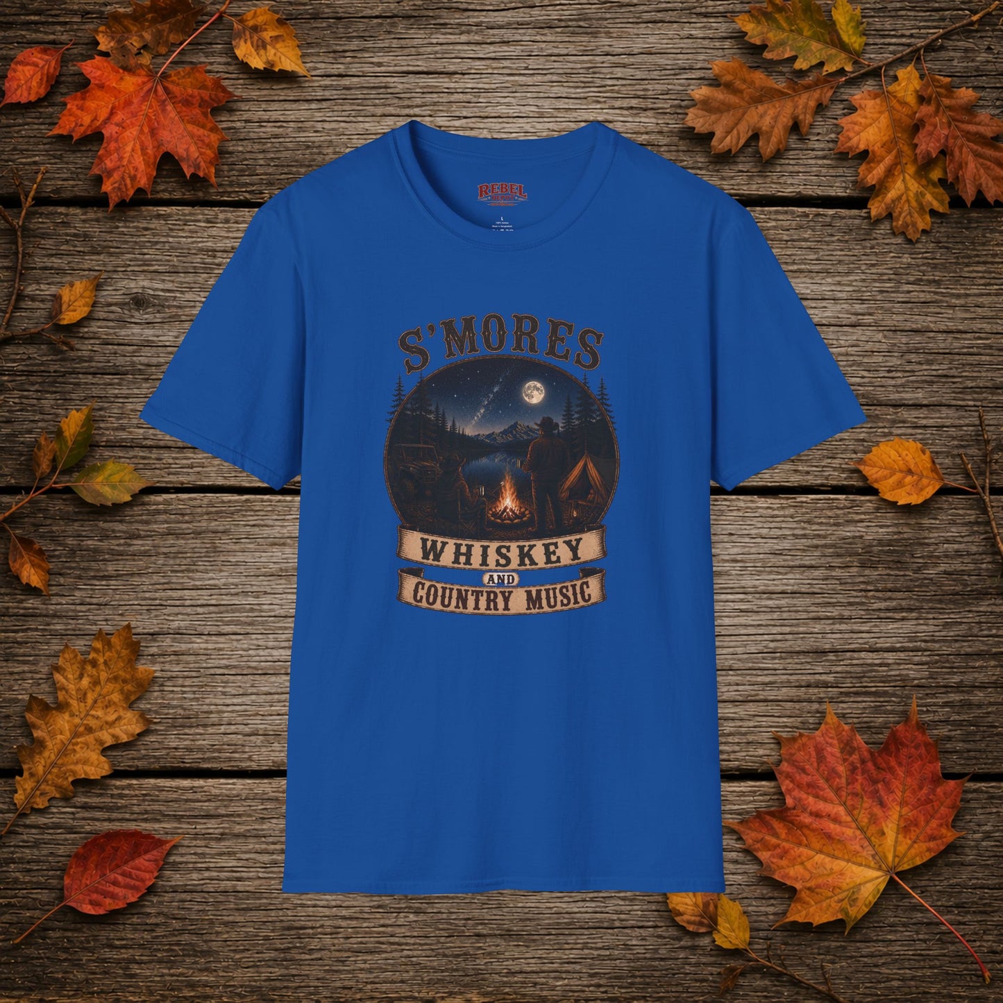 Smores Whiskey and Music   Adult Size T-Shirt