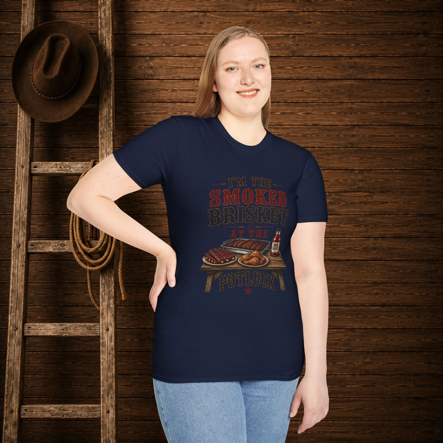 Smoked Brisket Potluck  Adult T-Shirt