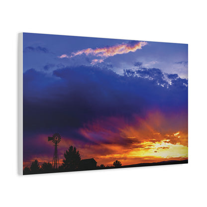 Windmill Sunset Matte Canvas Art