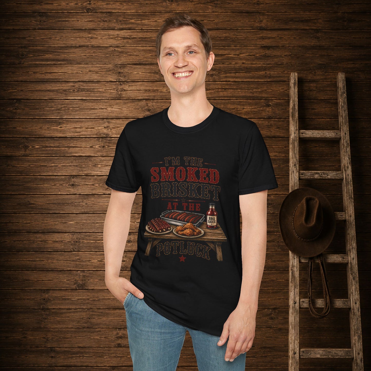 Smoked Brisket Potluck  Adult T-Shirt
