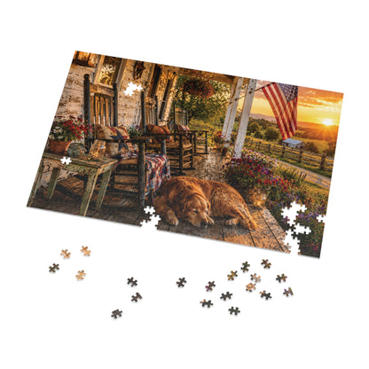 Country Porch  Jigsaw Puzzle with Tin