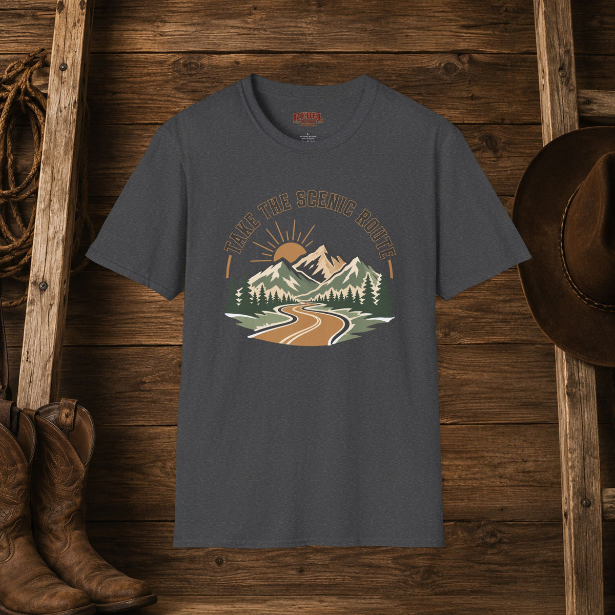 Take The Scenic Route  Adult Size T-Shirt