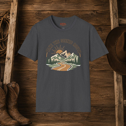 Take The Scenic Route  Adult Size T-Shirt