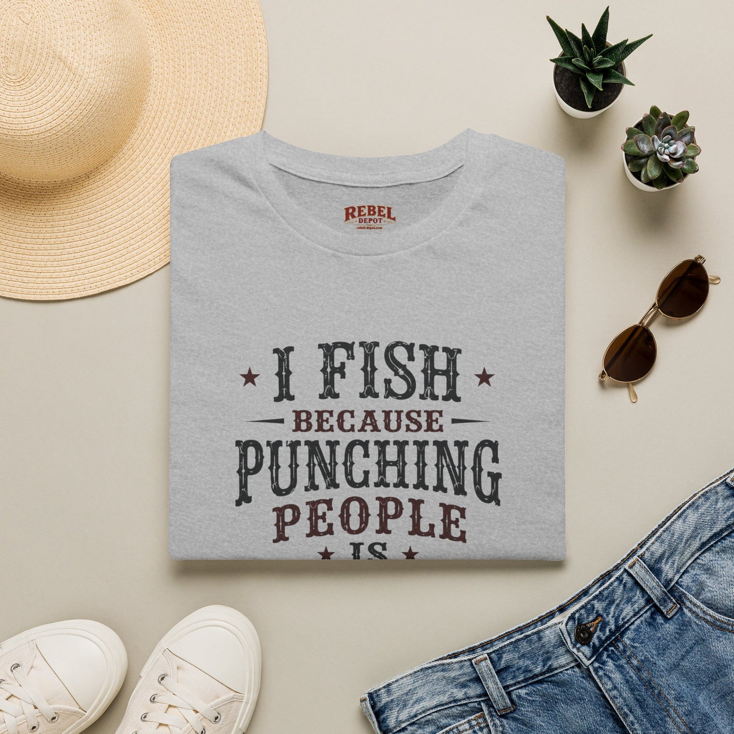 Fish Punching Frowned Upon  Adult Size T-Shirt