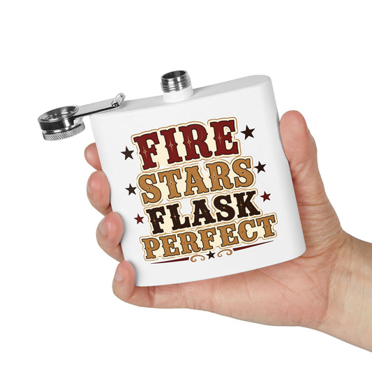 Fire Stars Flask   Stainless Steel Flask, 6oz