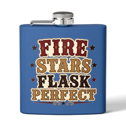 Fire Stars Flask   Stainless Steel Flask, 6oz
