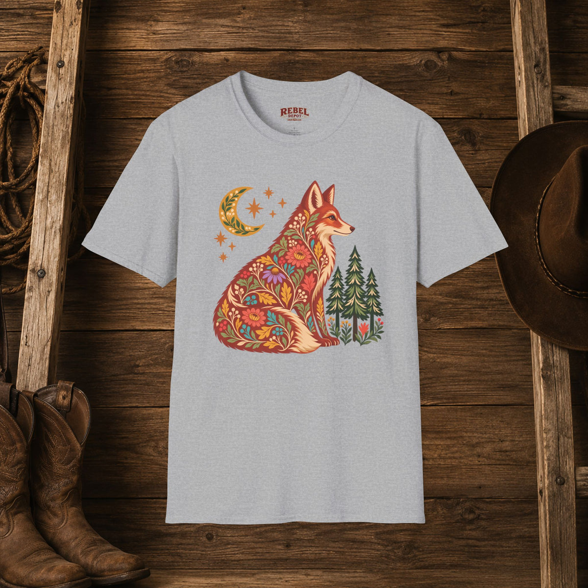 Fall Bloom Fox  Adult Size T-Shirt