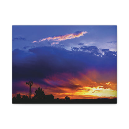 Windmill Sunset Matte Canvas Art