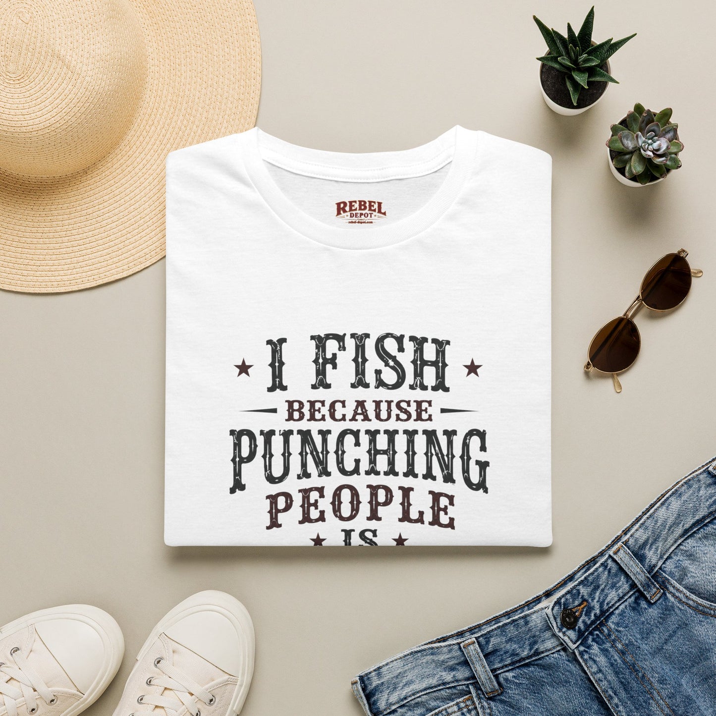 Fish Punching Frowned Upon  Adult Size T-Shirt