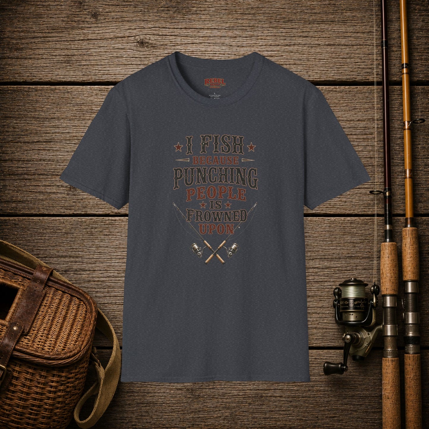 Fish Punching Frowned Upon  Adult Size T-Shirt