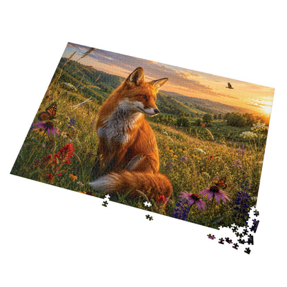 Meadow Fox  Jigsaw Puzzle with Tin