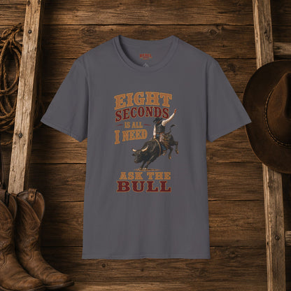 8 Seconds Bullrider  Adult T-Shirt