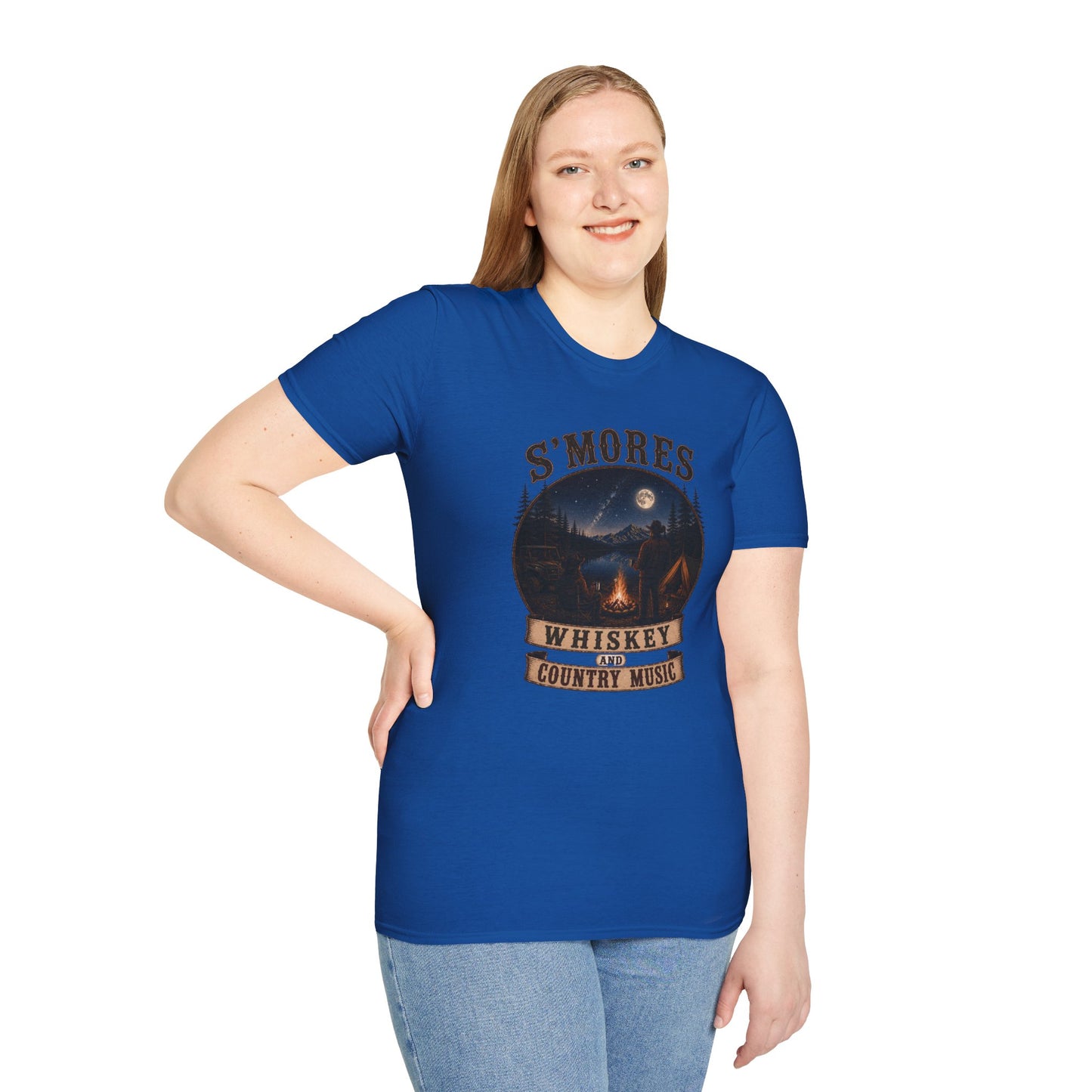Smores Whiskey and Music   Adult Size T-Shirt