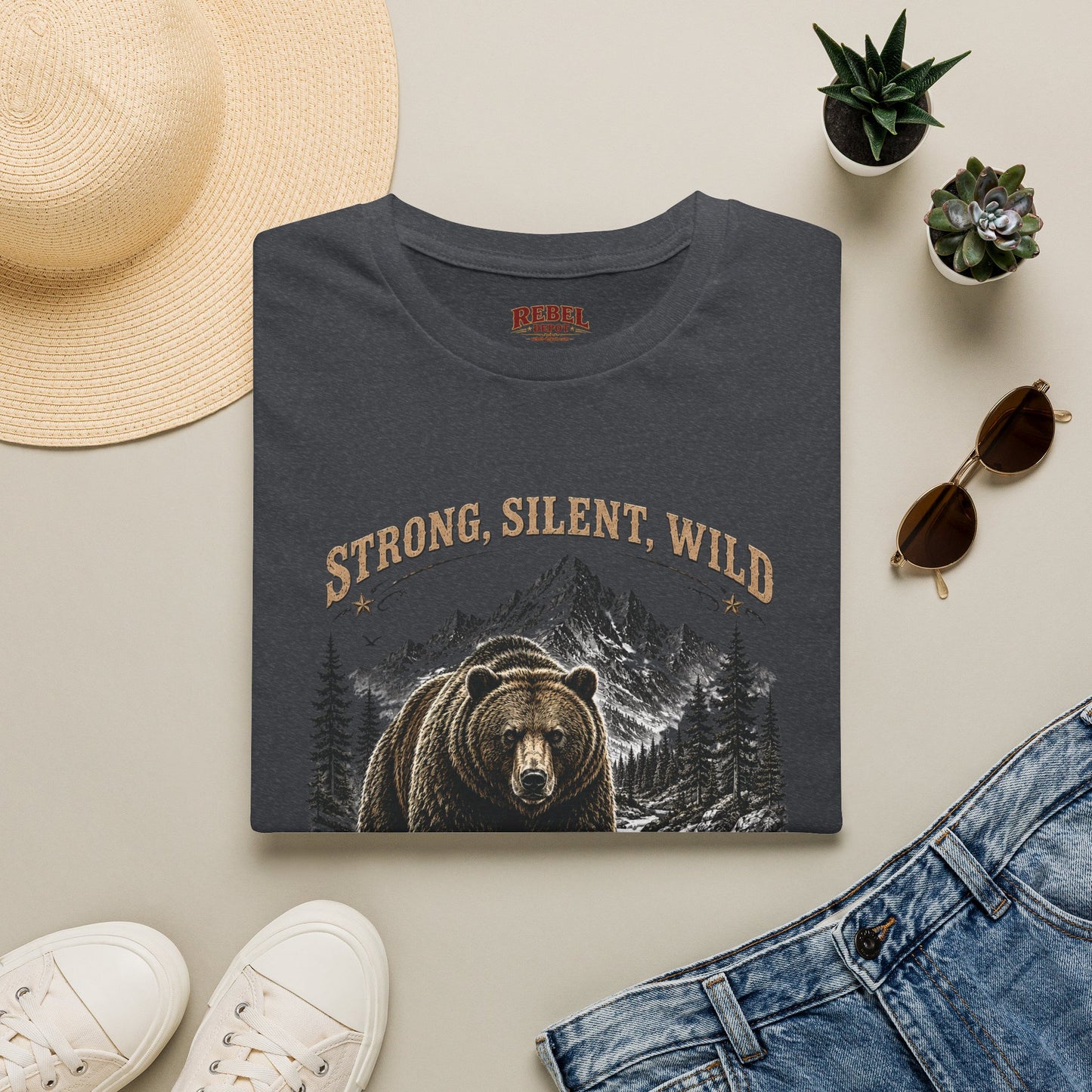 Strong Silent Wild Bear  Adult Size T-Shirt