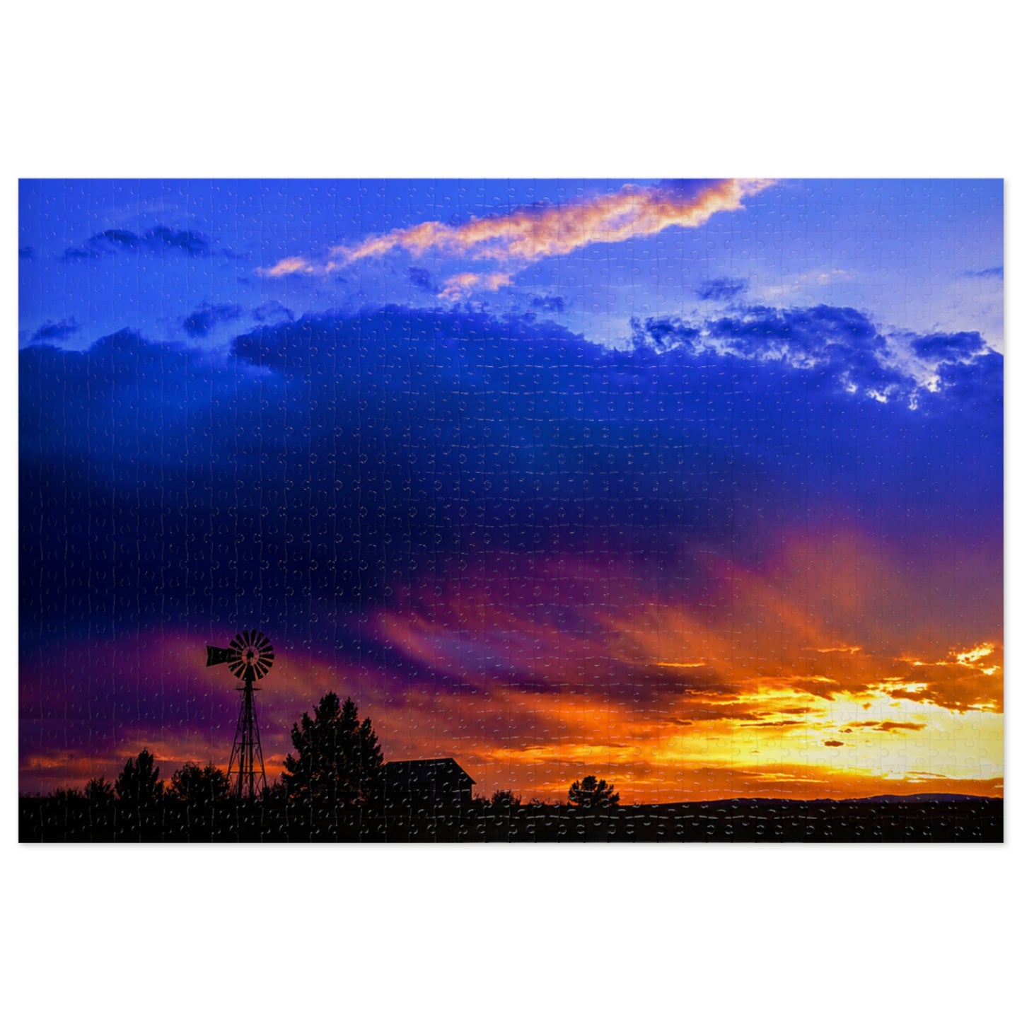 Windmill Sunset  Jigsaw Puzzle in Tin
