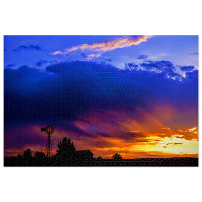 Windmill Sunset  Jigsaw Puzzle in Tin