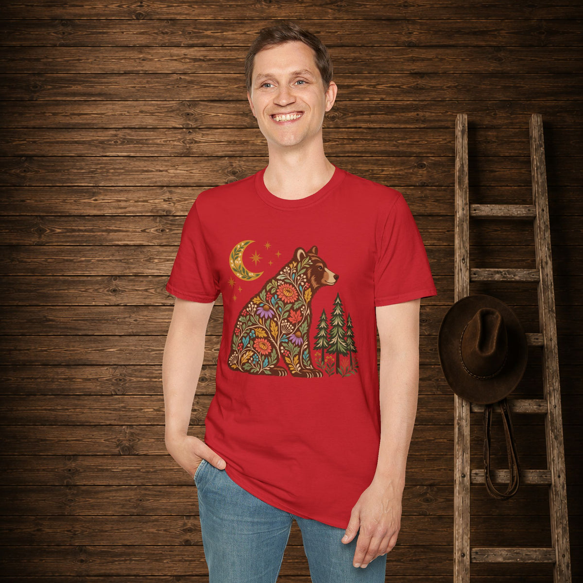Fall Bloom Bear   Adult Size T-Shirt