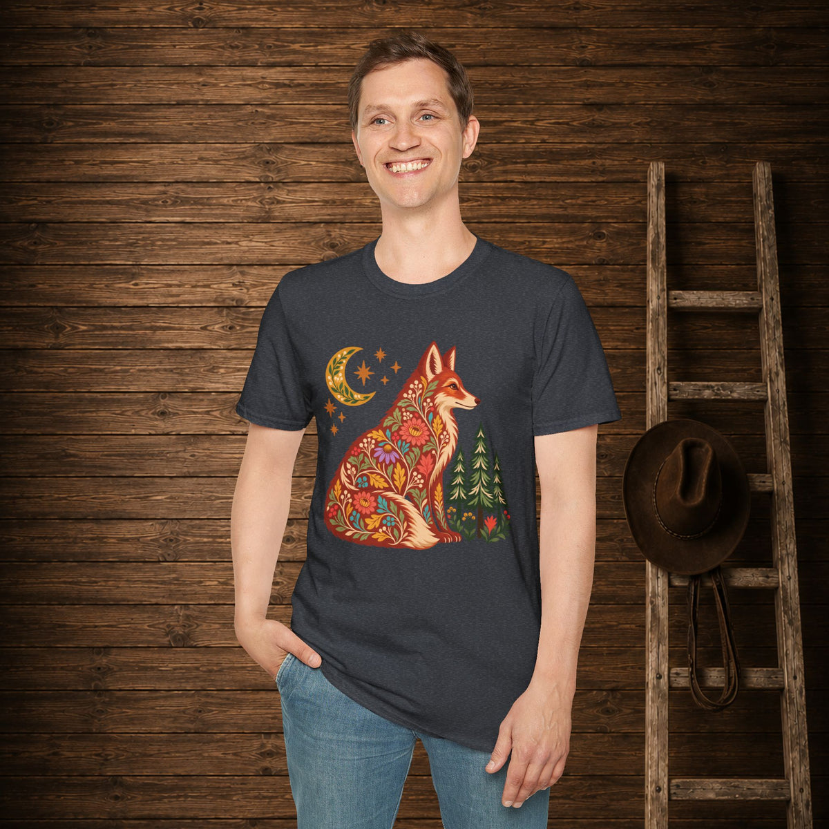 Fall Bloom Fox  Adult Size T-Shirt