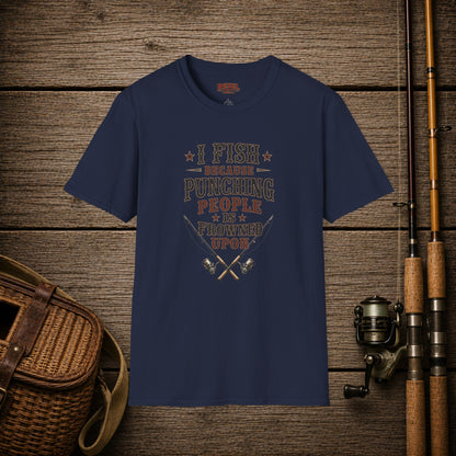 Fish Punching Frowned Upon  Adult Size T-Shirt