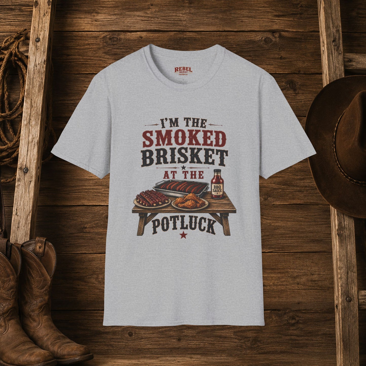 Smoked Brisket Potluck  Adult T-Shirt