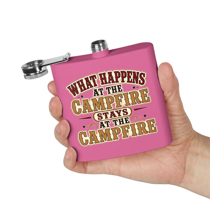 Happens At Campfire  Stainless Steel Flask, 6oz