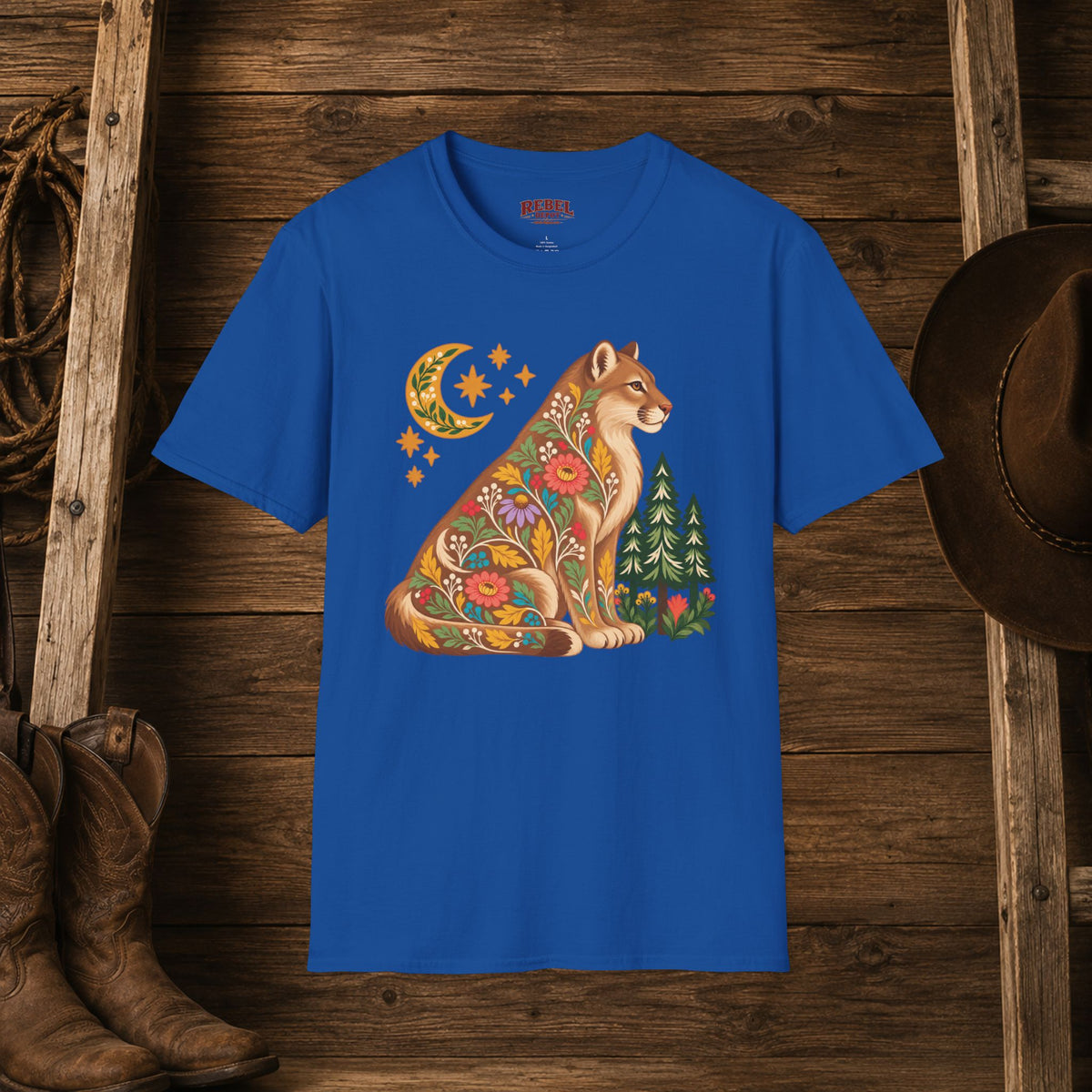 Fall Bloom Cougar   Adult Size T-Shirt