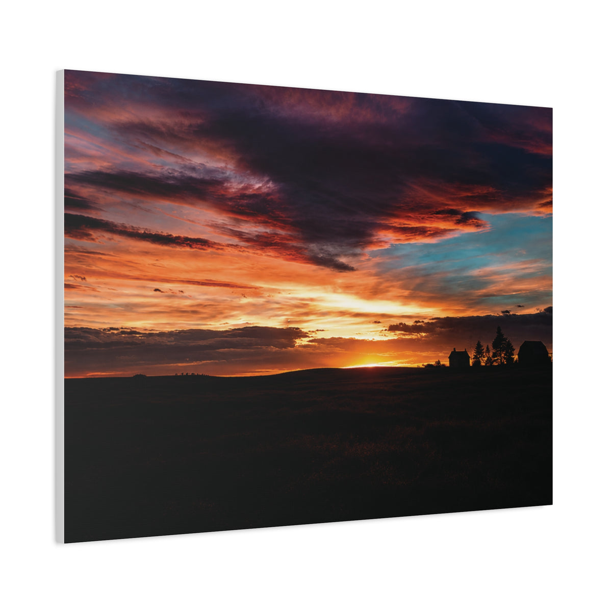 Country Homestead Sunset  Matte Canvas Art