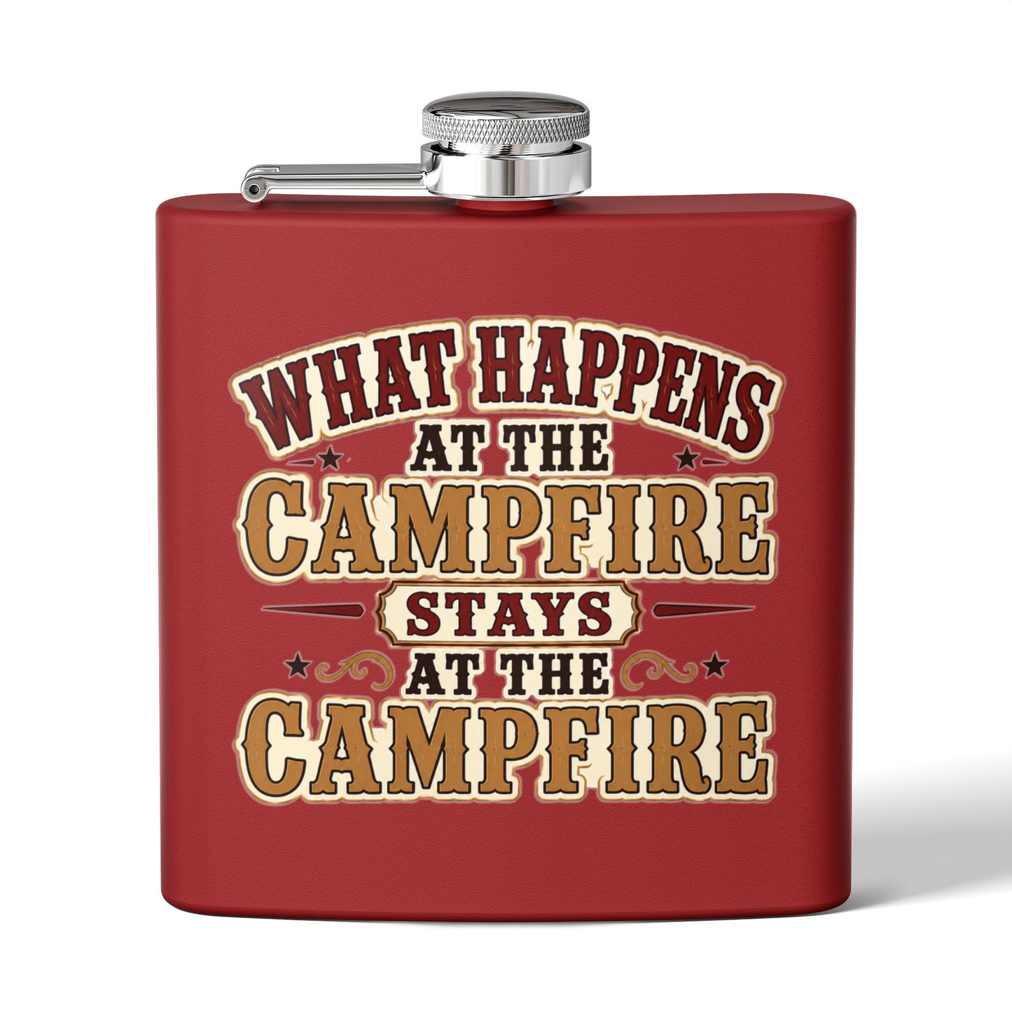 Happens At Campfire  Stainless Steel Flask, 6oz