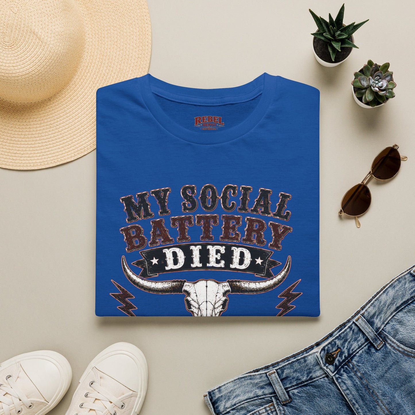 Social Battery Died  Adult Size T-Shirt