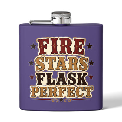 Fire Stars Flask   Stainless Steel Flask, 6oz