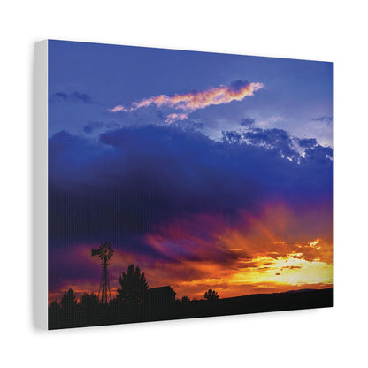 Windmill Sunset Matte Canvas Art