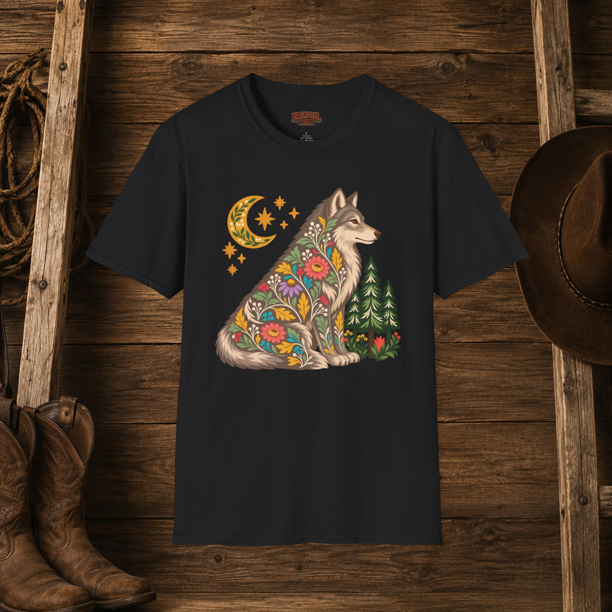 Fall Bloom Wolf  Adult Size T-Shirt