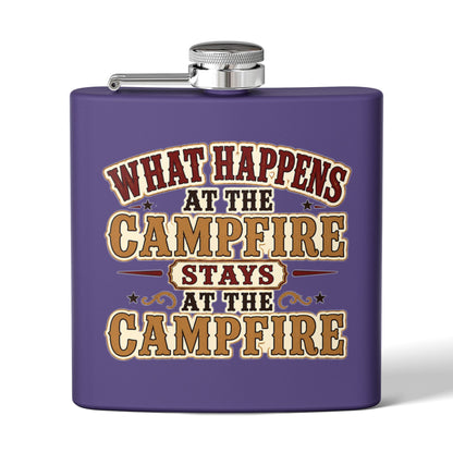 Happens At Campfire  Stainless Steel Flask, 6oz
