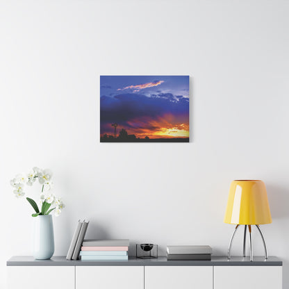 Windmill Sunset Matte Canvas Art