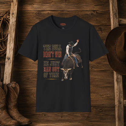 Bull Ran Out Of Time (Front)  Adult T-Shirt